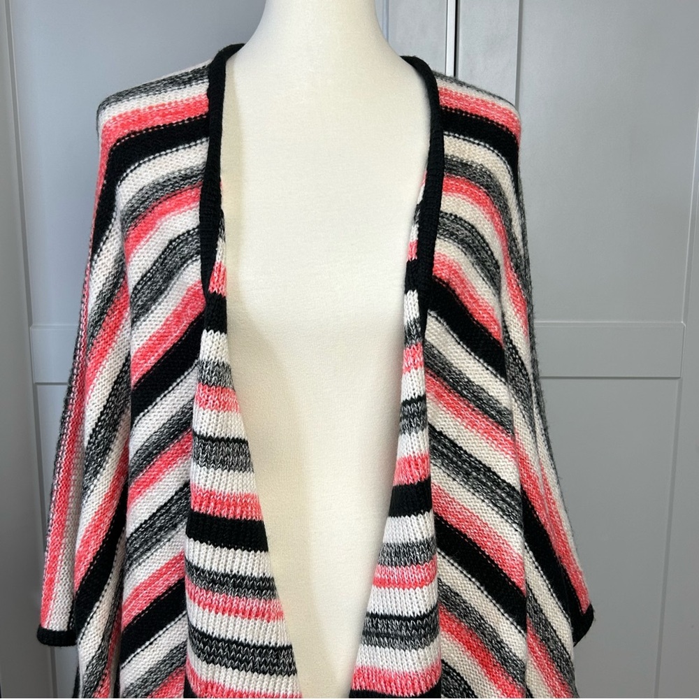 Kensie Womens OS Striped Multicolor Knit Shawl Oversized Fringed Office Wear - Picture 3 of 8